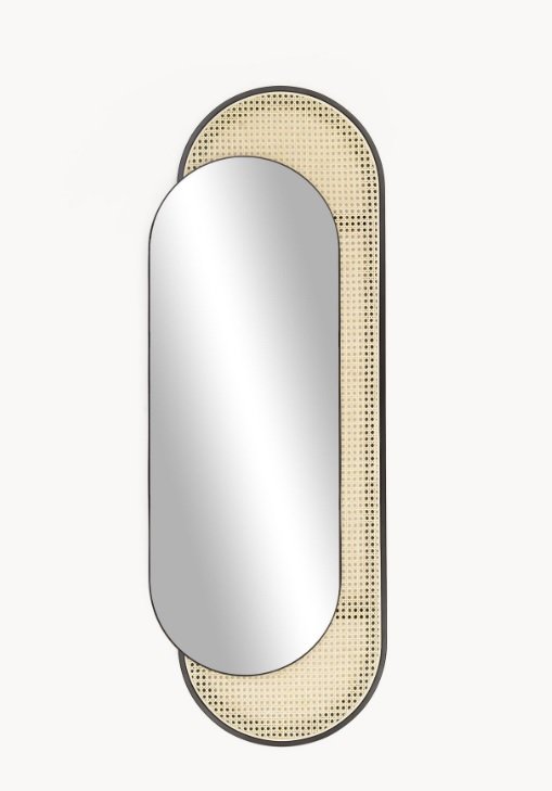 Owalne lustro ścienne z plecionką wiedeńską Esma 51x143 cm