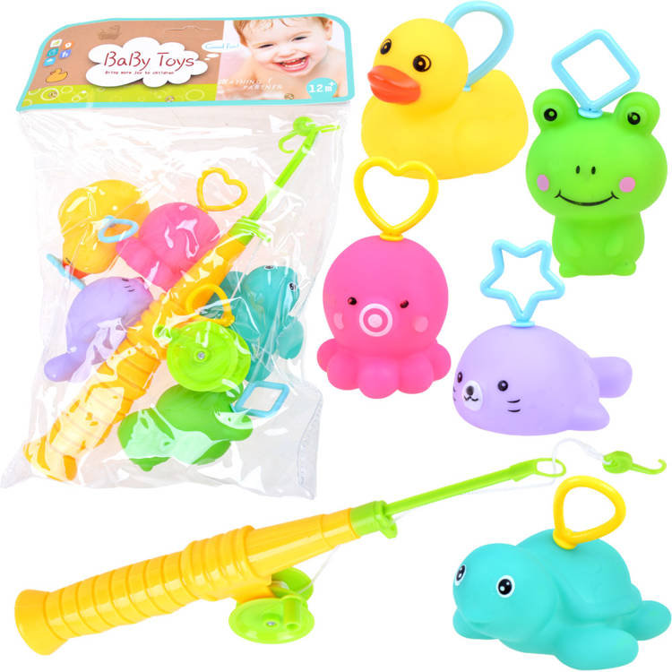 ZABAWKA DO KĄPIELI ZWIERZĄTKA GUMOWE WĘDKA