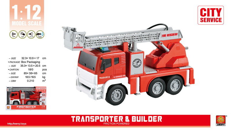 CZERWONA STRAŻ POŻARNA Z FUNKCJĄ DŹWIĘKU I WODY ŚWIATEŁ,