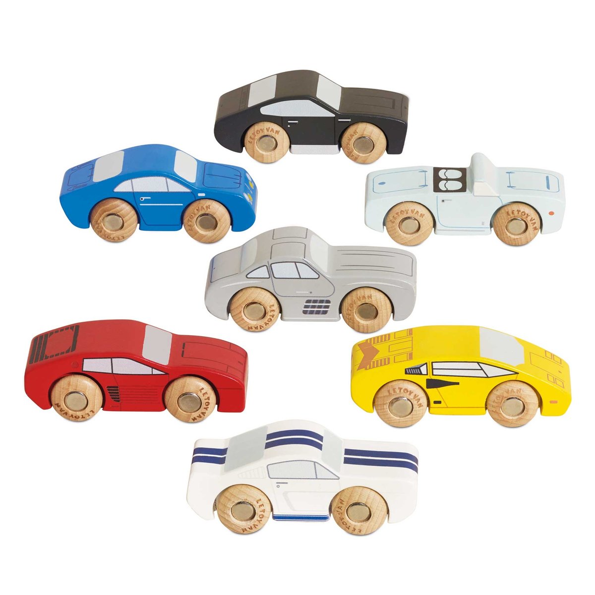 Le Toy Van - Drewniane samochody sportowe, zestaw 7 samochodów