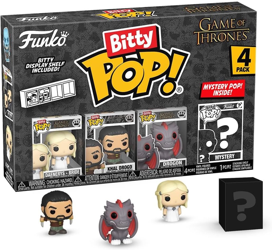 funko pop! bitty: game of thrones daenerys targaryen, khal drogo, drogon, & mystery chase figure