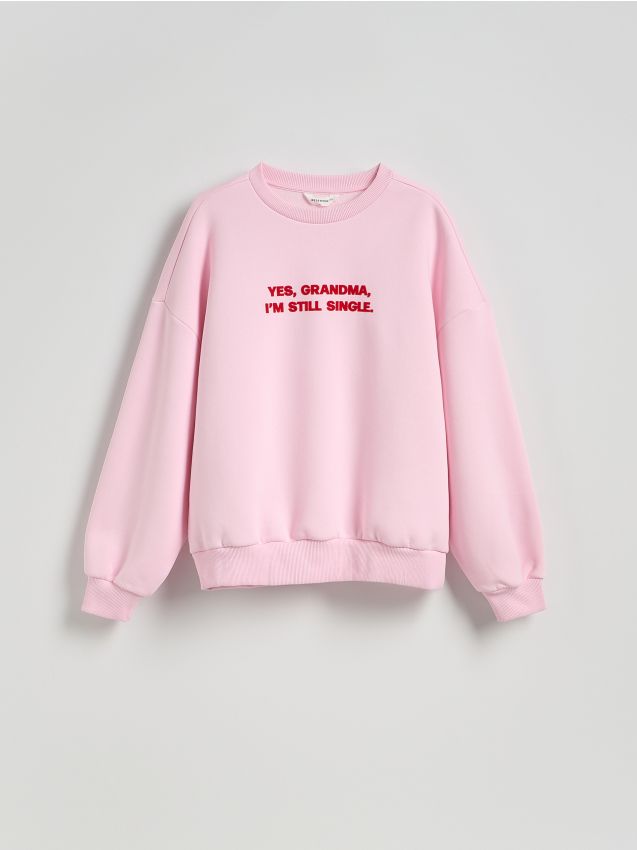 Opinie o Reserved - Bluza oversize z napisem - intensywny róż