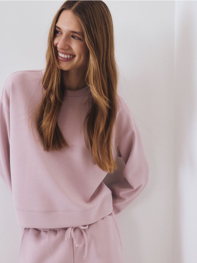 Reserved - Bluza z dodatkiem modalu - pastelowy róż