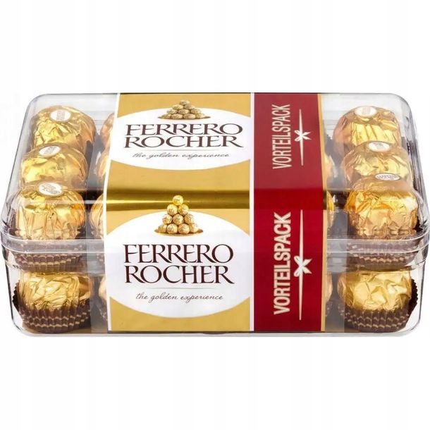 Ferrero Rocher Chrupiący wafelek z kremowym nadzieniem i orzechem laskowym w czekoladzie 375 g