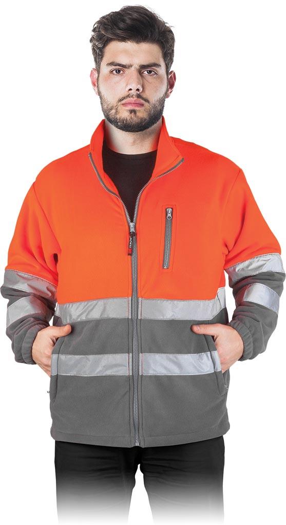BLUZA OCHRONNA Z POLARU REIS POLSTRIP; POMARAŃCZOWO-SZARY (XL)