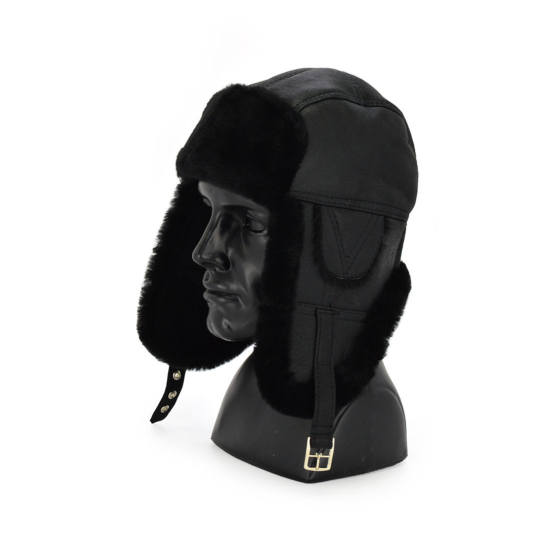 Skórzana ciepła pilotka kożuchowa czapka Podhale-61-62 cm (XXL)