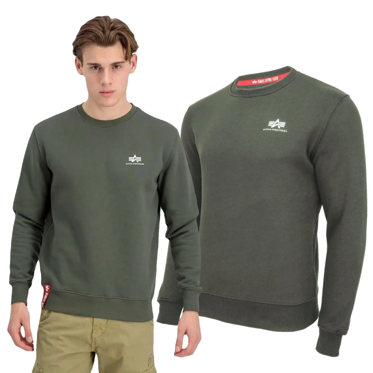 Bluza Alpha Industries Small Logo Basic 188307 142 - Oliwkowa