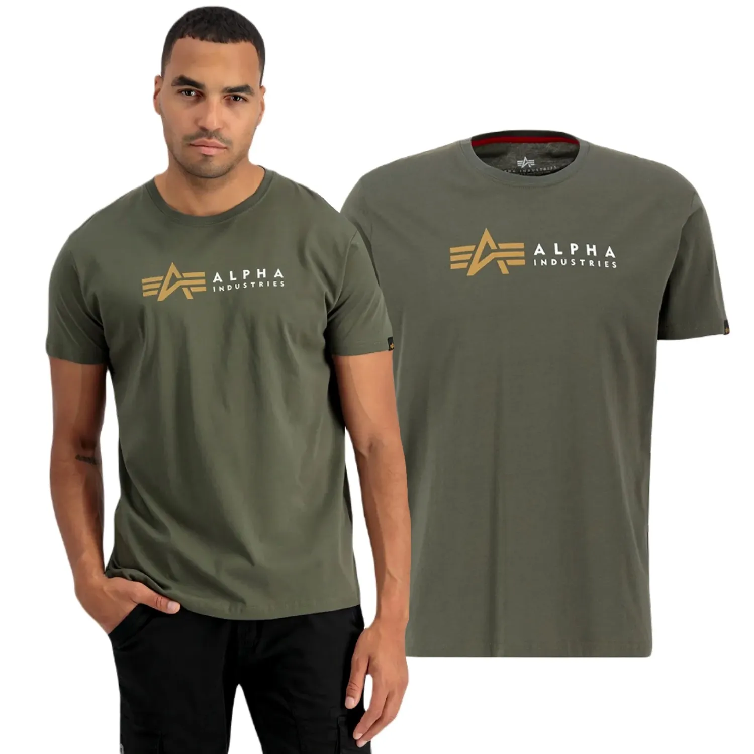 Alpha Industries Alpha Label T 118502 142 - Ciemnooliwkowa