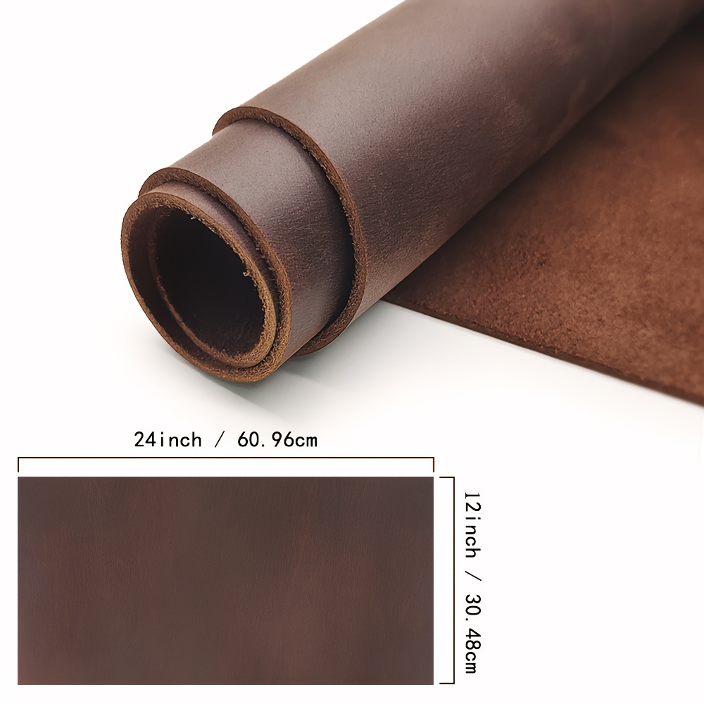 TEMU Skóra bydlęca Premium Full Grain Oil Tanned - grubość 1,8-2,1 mm do majsterkowania, szycia, produkcji portfeli i warsztatów hobbystycznych -