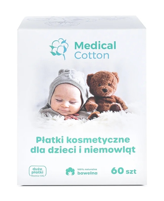 Medical Cotton Płatki kosmetyczne dla dzieci i niemowląt, 60 sztuk