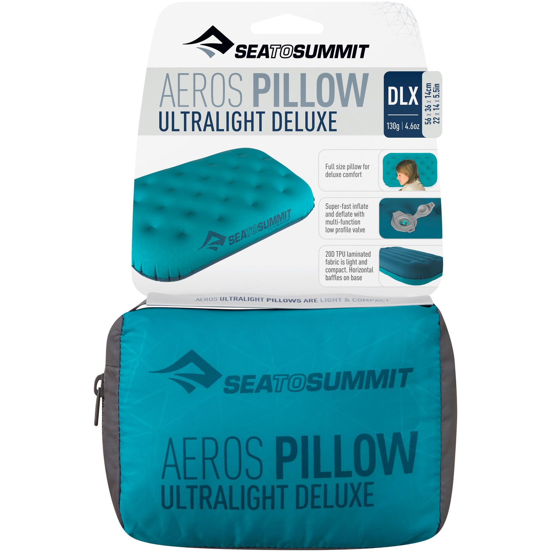 Sea To Summit Aeros Ultralight Poduszka L, aqua 2020 Poduszki podróżne APILULLAQ