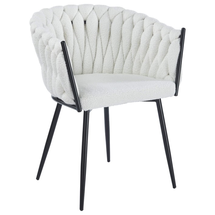 Krzesło DC-7077 Biały boucle baranek czarne nogi