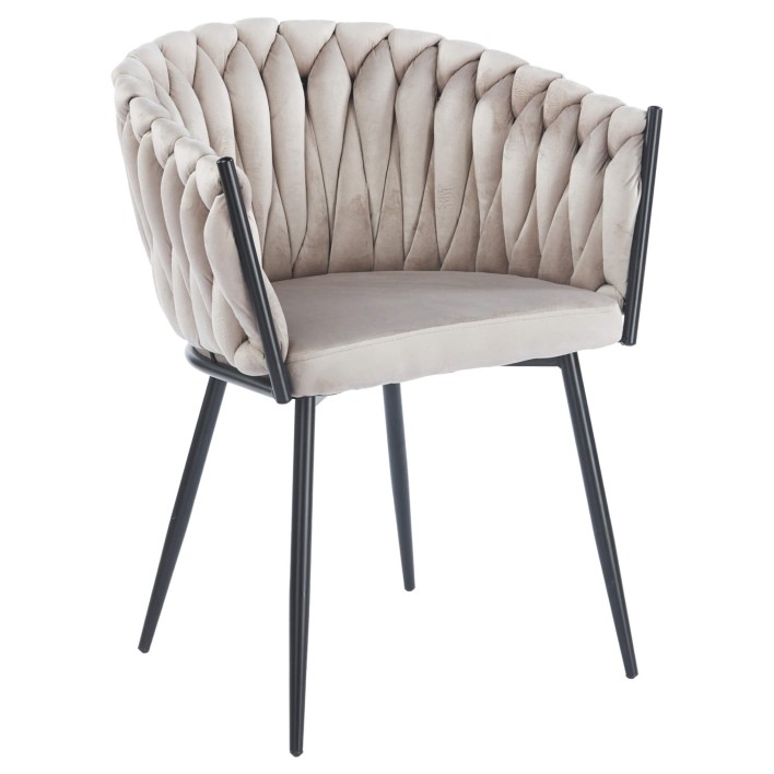 Krzesło DC-7077 welur ciemny beż #7 czarne nogi