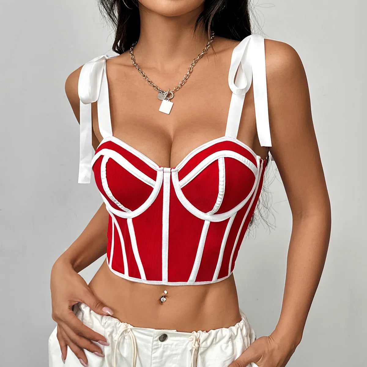 Gorset podkreślający biust - Czerwony