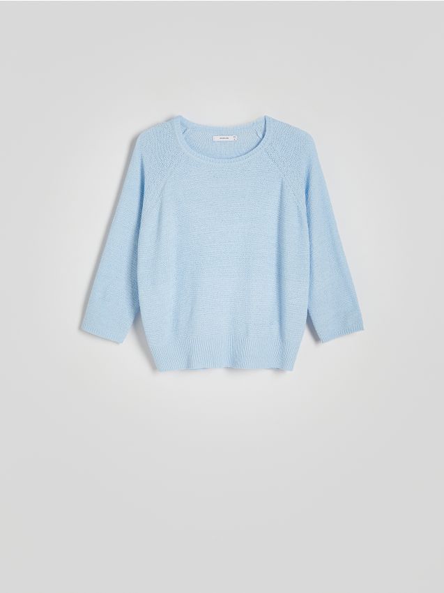 Reserved - Gładki sweter - jasnoniebieski