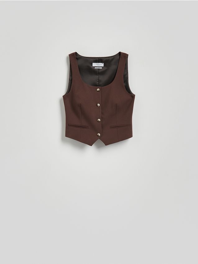 Reserved - Kamizelka garniturowa - ciemnobrązowy