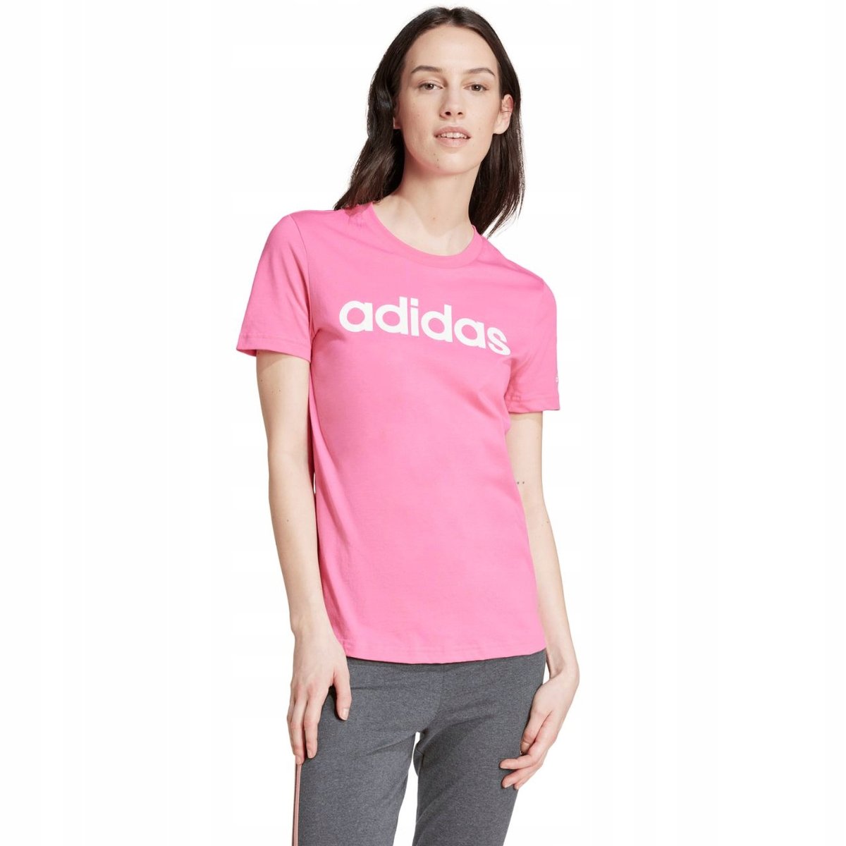 Koszulka damska adidas Loungewear Essentials Slim Logo Tee różowa IY9191 XS