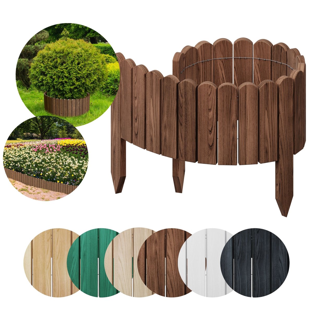 PŁOTEK OGRODOWY Palisada Rollborder Obrzeże Floranica -100 x 30 cm Brązowy