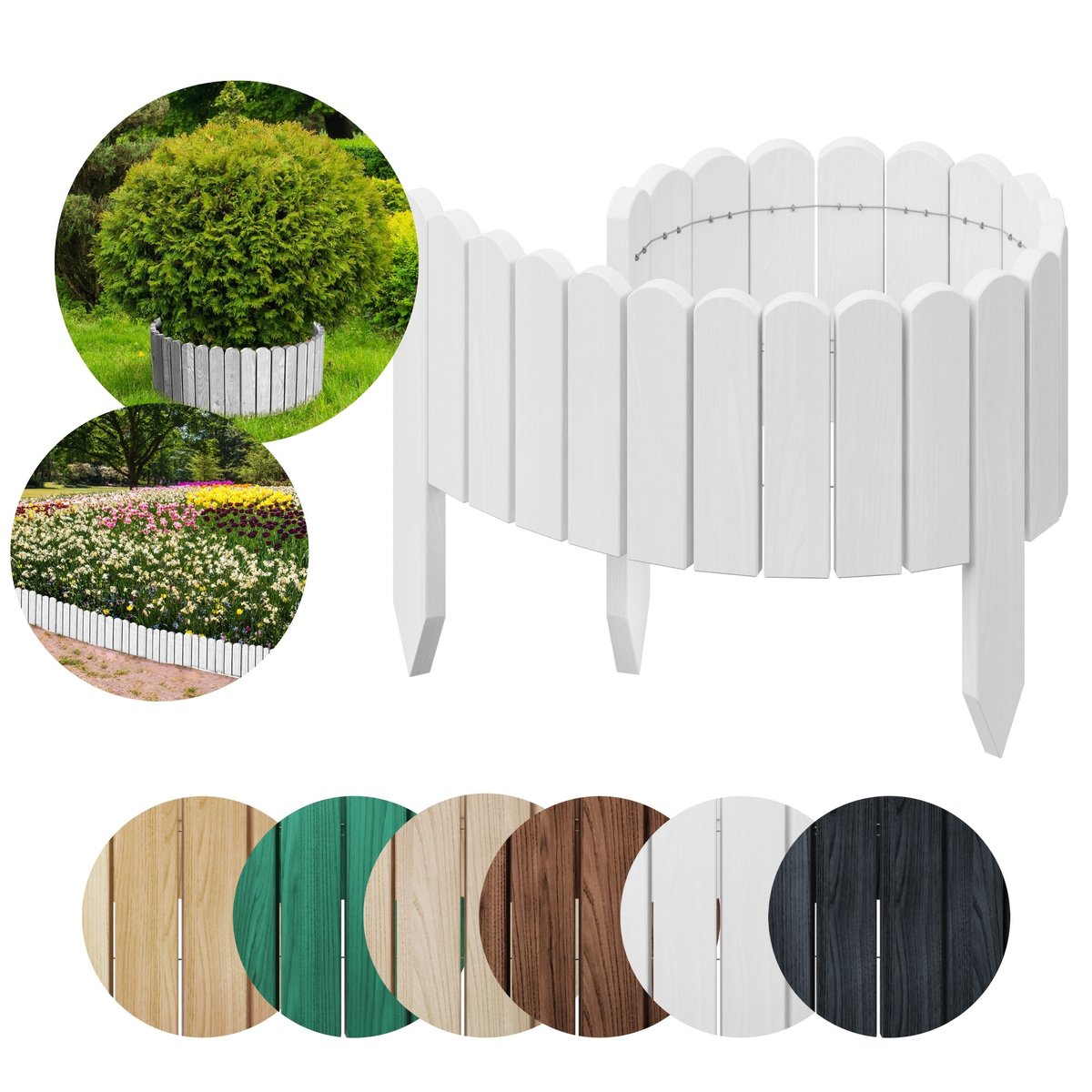 PŁOTEK OGRODOWY Palisada Rollborder Obrzeże Floranica - 100 x 20 cm Biały
