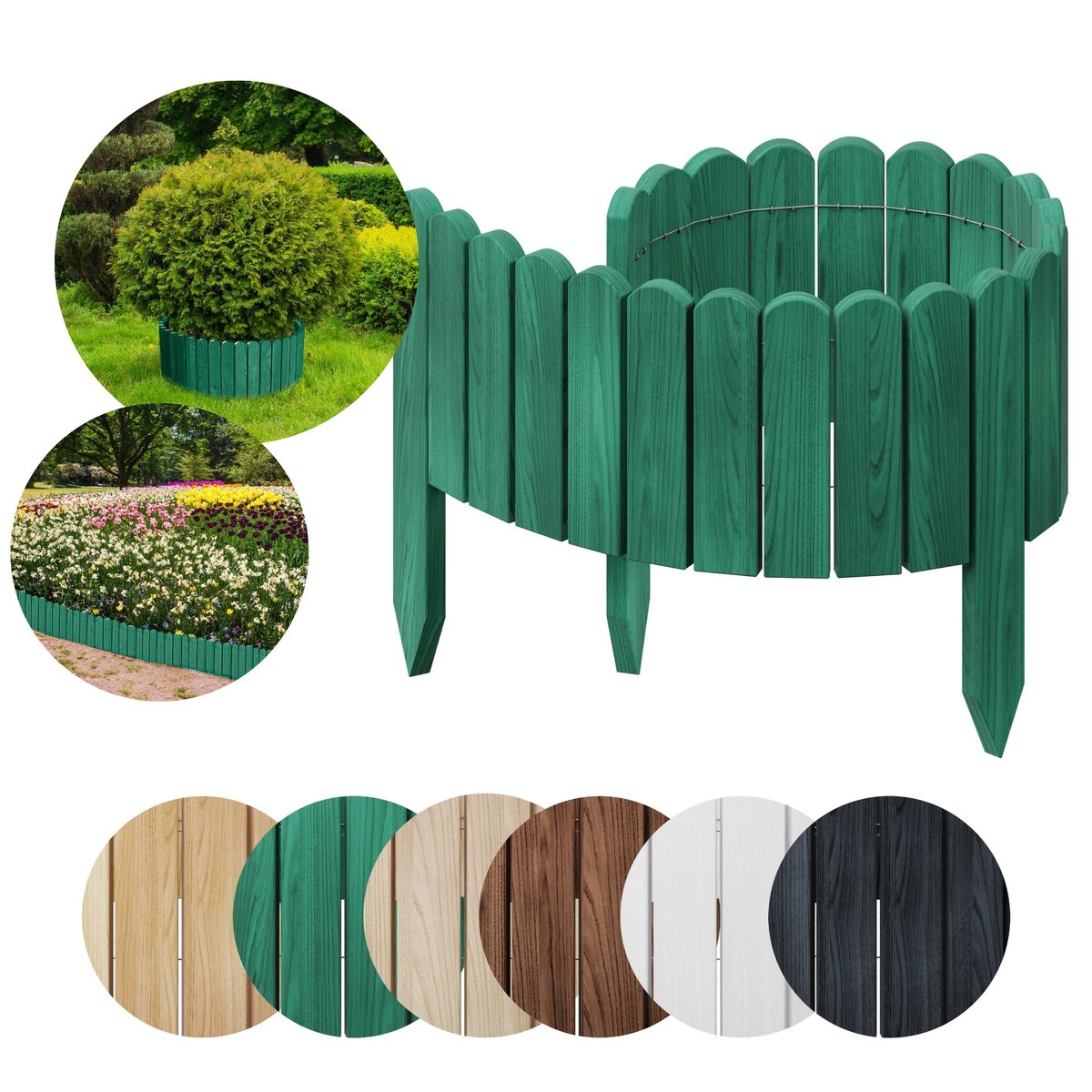 PŁOTEK OGRODOWY Palisada Rollborder Obrzeże Floranica - 100 x 10 cm Zielony