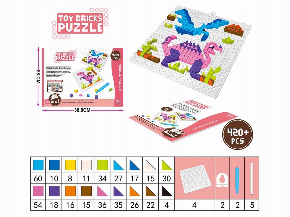 MOZAIKA UKŁADANKA GEOMETRYCZNA PUZZLE 420 ELEMENT