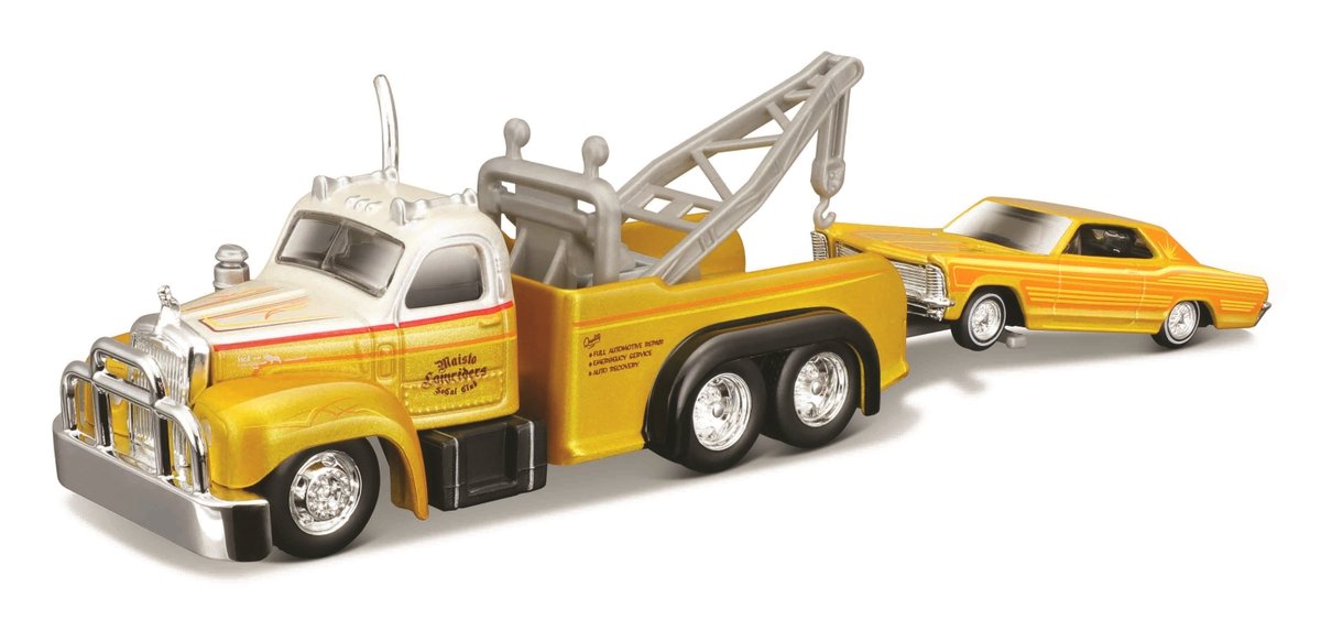 MAISTO Holownik Mack B-61 1953 + Buick Riviera 1965 1:64 15055