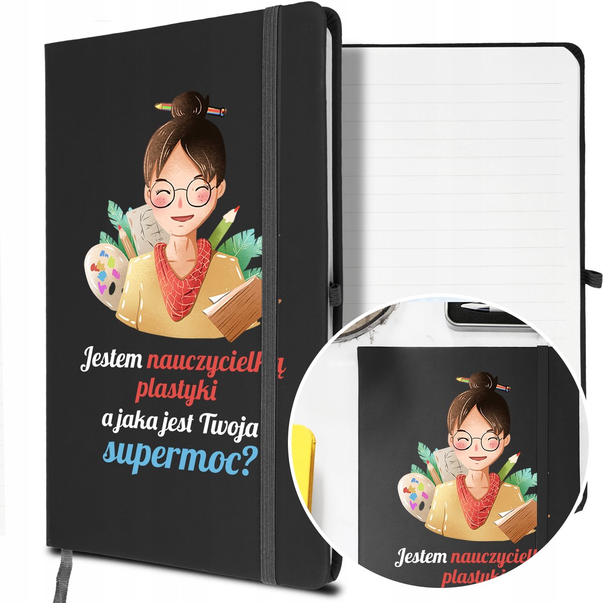 NOTES A5 z Gumką Prezent dla NAUCZYCIELKI PLASTYKI