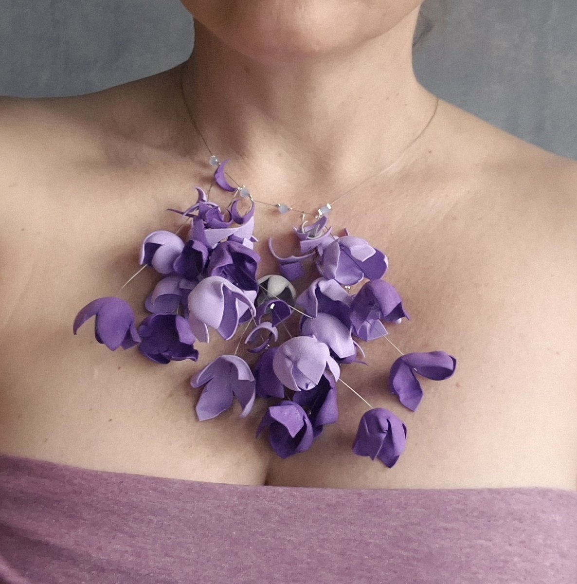 Naszyjnik kwiatowy liliowy boho rudaklara