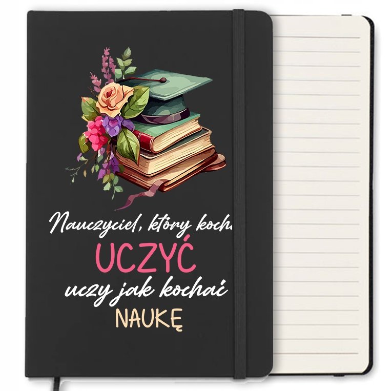NOTES CZARNY Z GUMKĄ A5 PREZENT DLA NAUCZYCIELA WZ