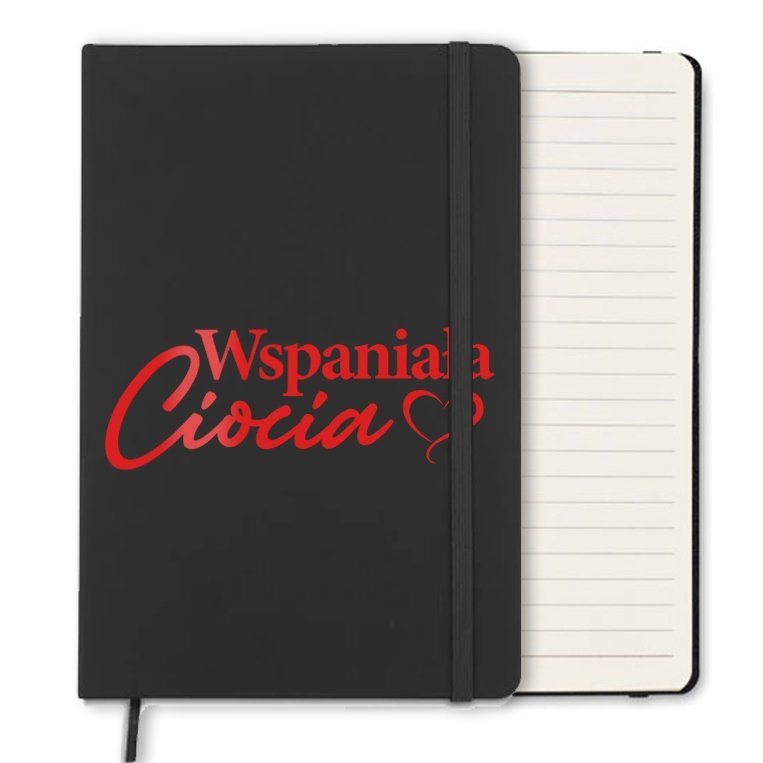 NOTES CZARNY A5 Z GUMKĄ W LINIE ORGINALNY PREZENT DLA CIOCI RED RÓŻNE WZORY