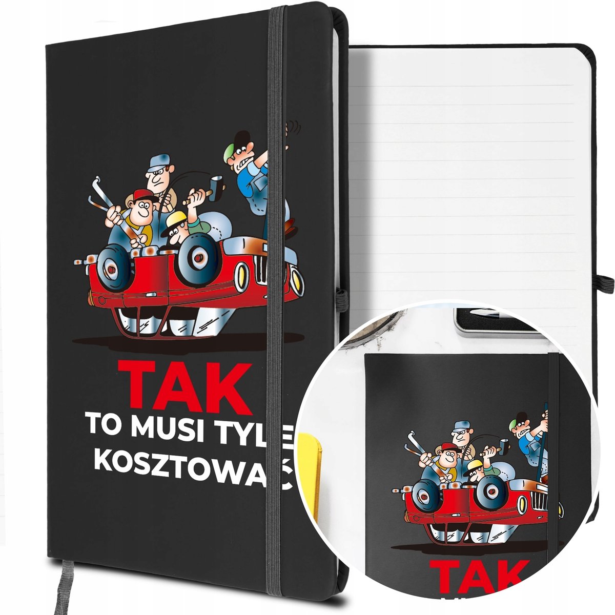 NOTES A5 z Gumką Prezent dla MECHANIKA Twoje IMIĘ