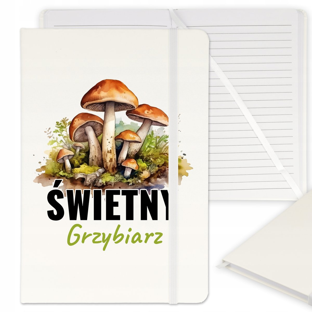 NOTES BIAŁY W LINIE A5 MIŁOŚNIK GRZYBOBRANIA WZÓR