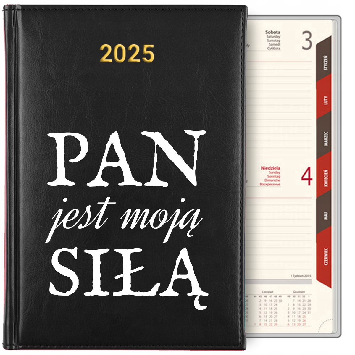 KALENDARZ CZARNY DZIENNY A5 2025 TERMINARZ PLANER DLA KSIĘDZA KATECHETY WZ
