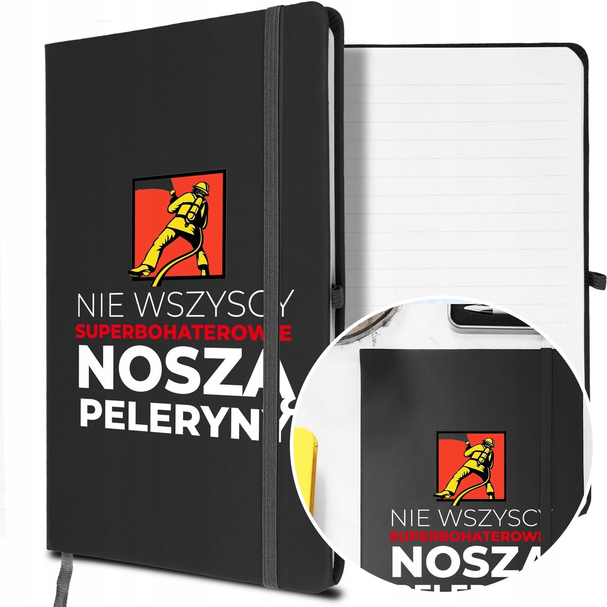 NOTES A5 z Gumką Prezent dla STRAŻAKA Twoje IMIĘ