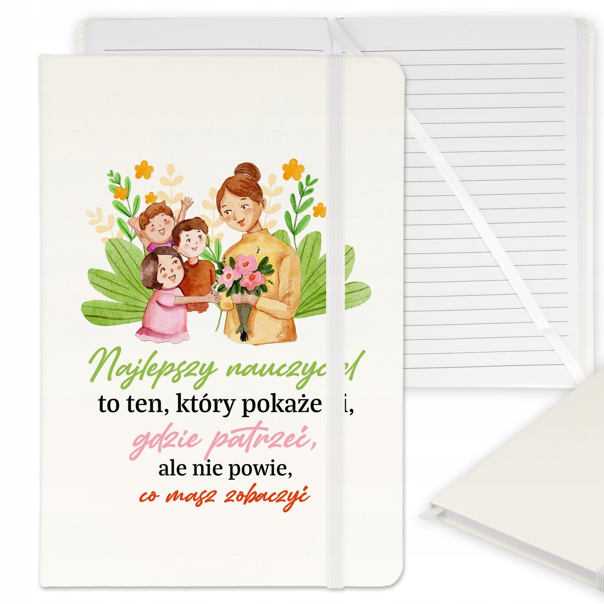 NOTES W LINIE Z GUMKĄ A5 DZIEŃ NAUCZYCIELA WZORY