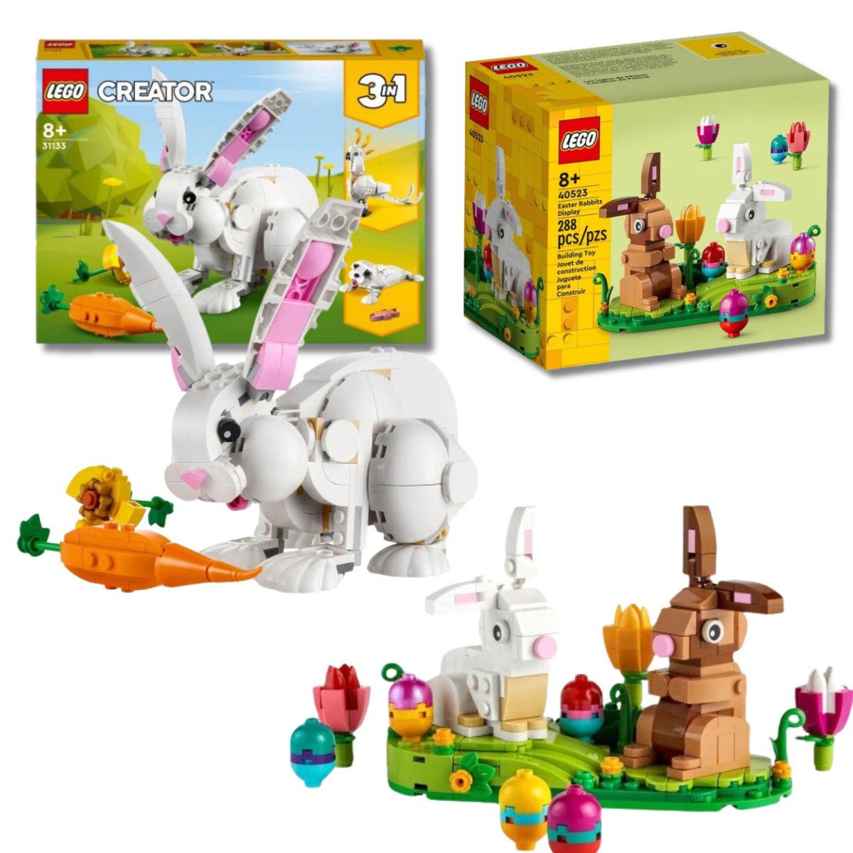 Lego Zestaw klocki Zajączki Wielkanocne oraz Creator 3 w 1 Biały królik 31133 i 40523