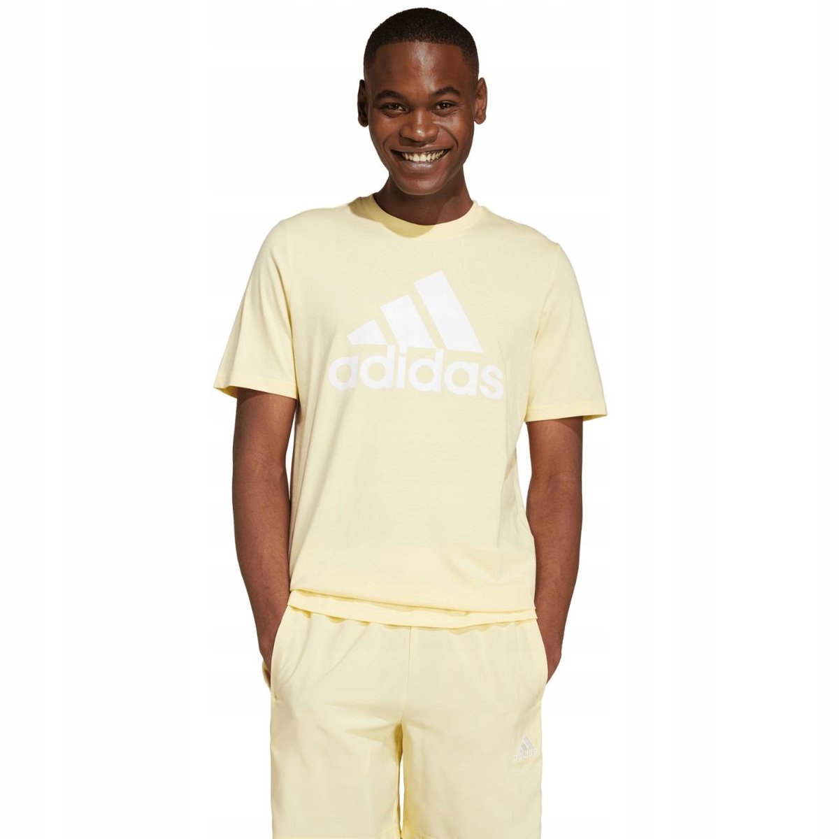 Koszulka męska adidas Essentials Single Jersey Big Logo Tee żółta IX0135 M