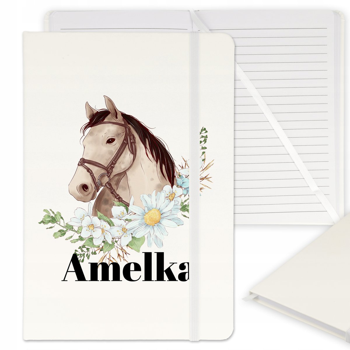 NOTES PLANER NOTATNIK BIAŁY Z KONIEM TWOJĘ IMIĘ