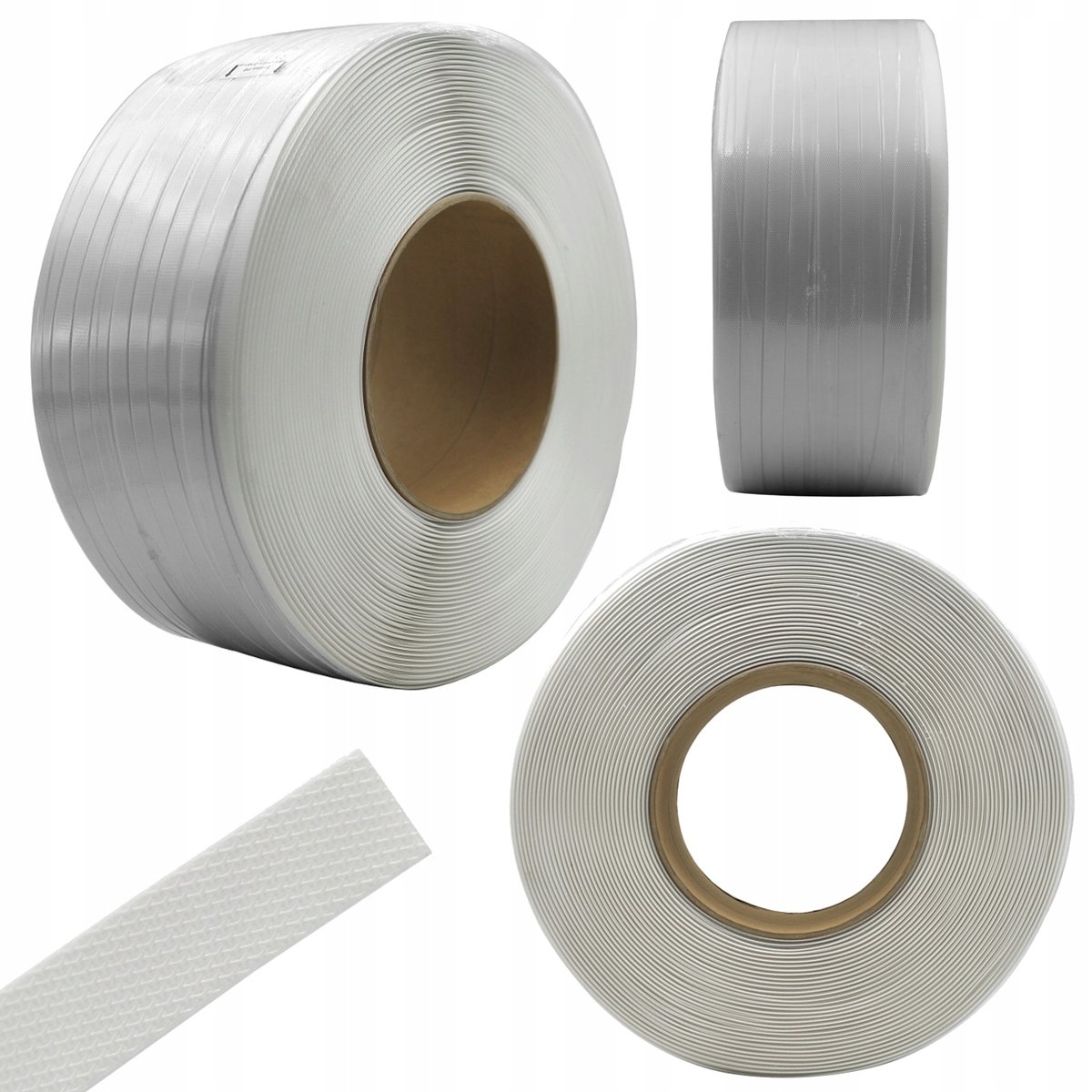 TAŚMA SPINAJĄCA PP BIAŁA DO BANDOWANIA PAKOWANIA PACZEK PALET 19mm 1200m