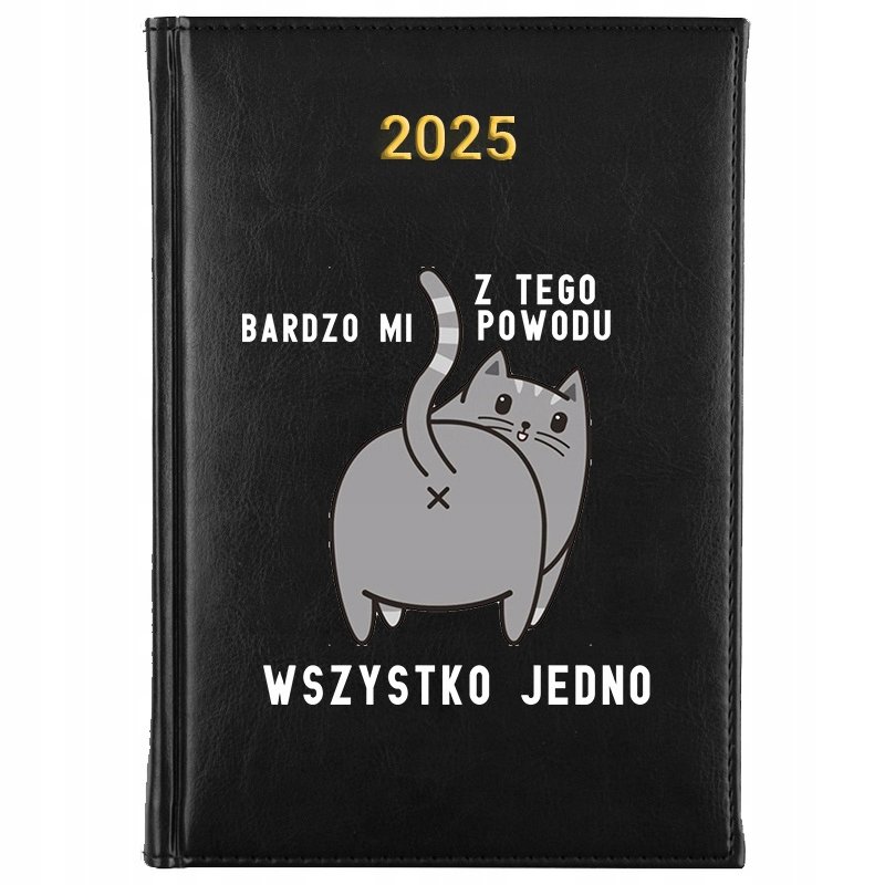 KALENDARZ KSIĄŻKOWY NOTES CZARNY PLANNER Dzienny A5 2025 Śmieszne WZORY