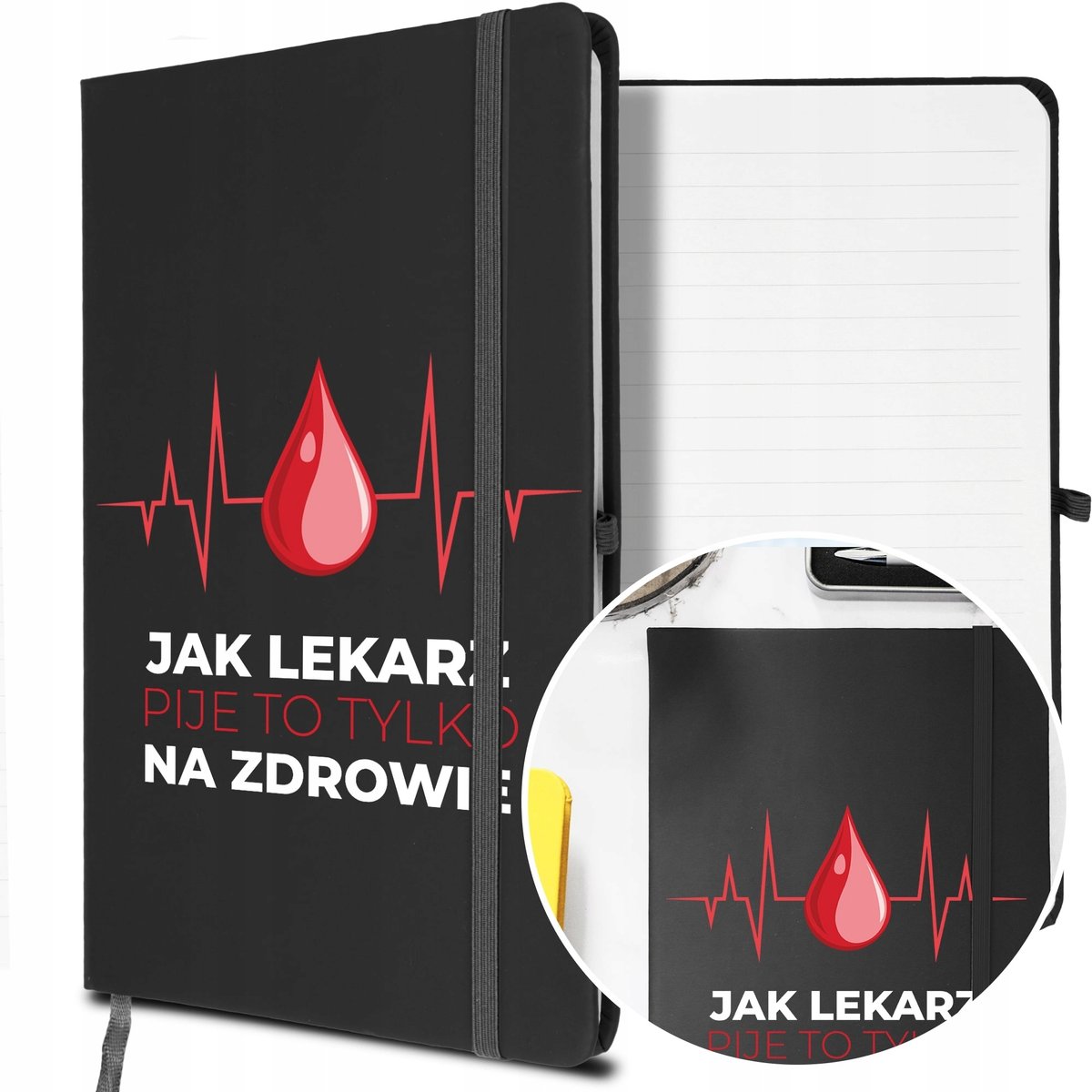 NOTES A5 z Gumką Prezent dla LEKARZA Twoje IMIĘ