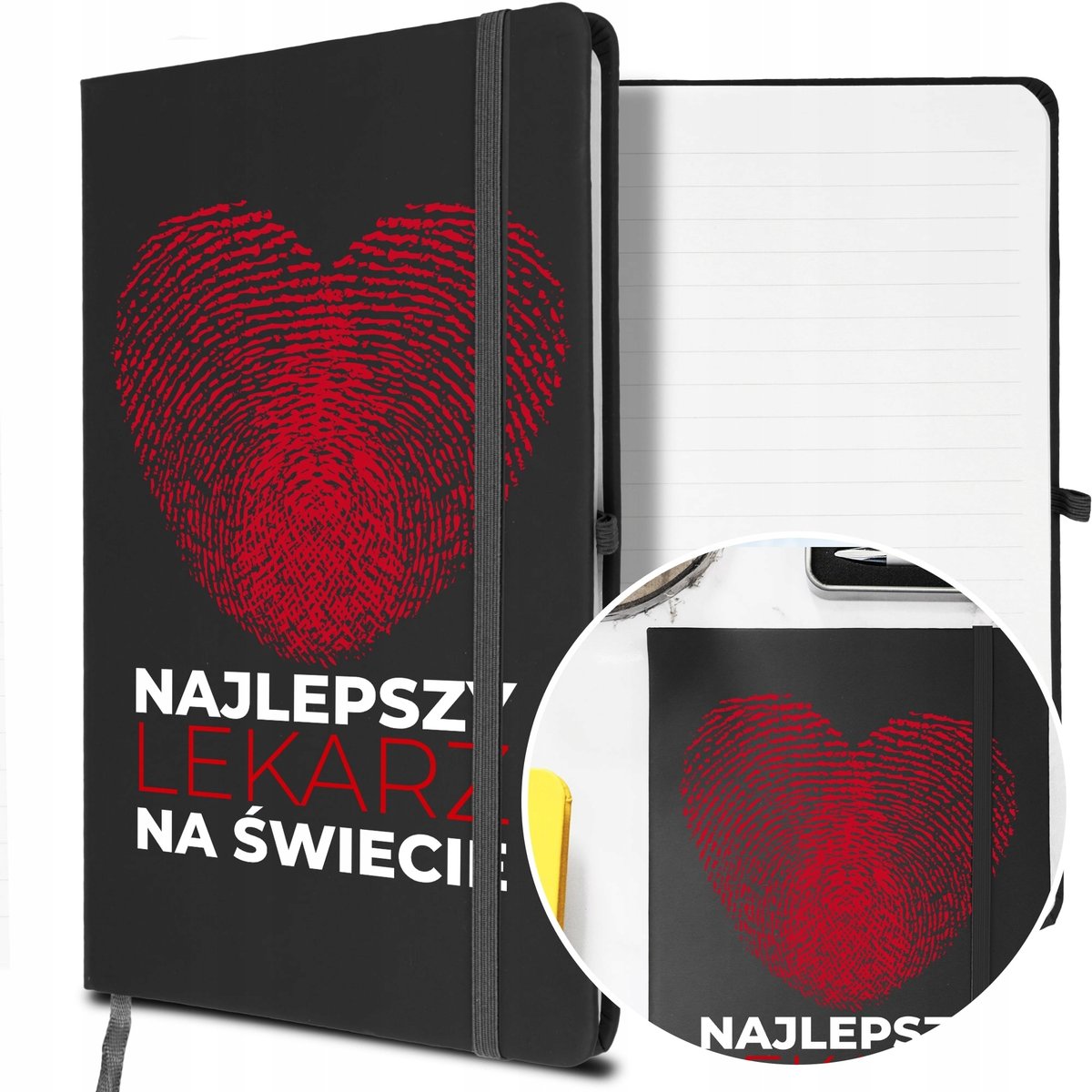 NOTES A5 z Gumką Prezent dla LEKARZA Twoje IMIĘ