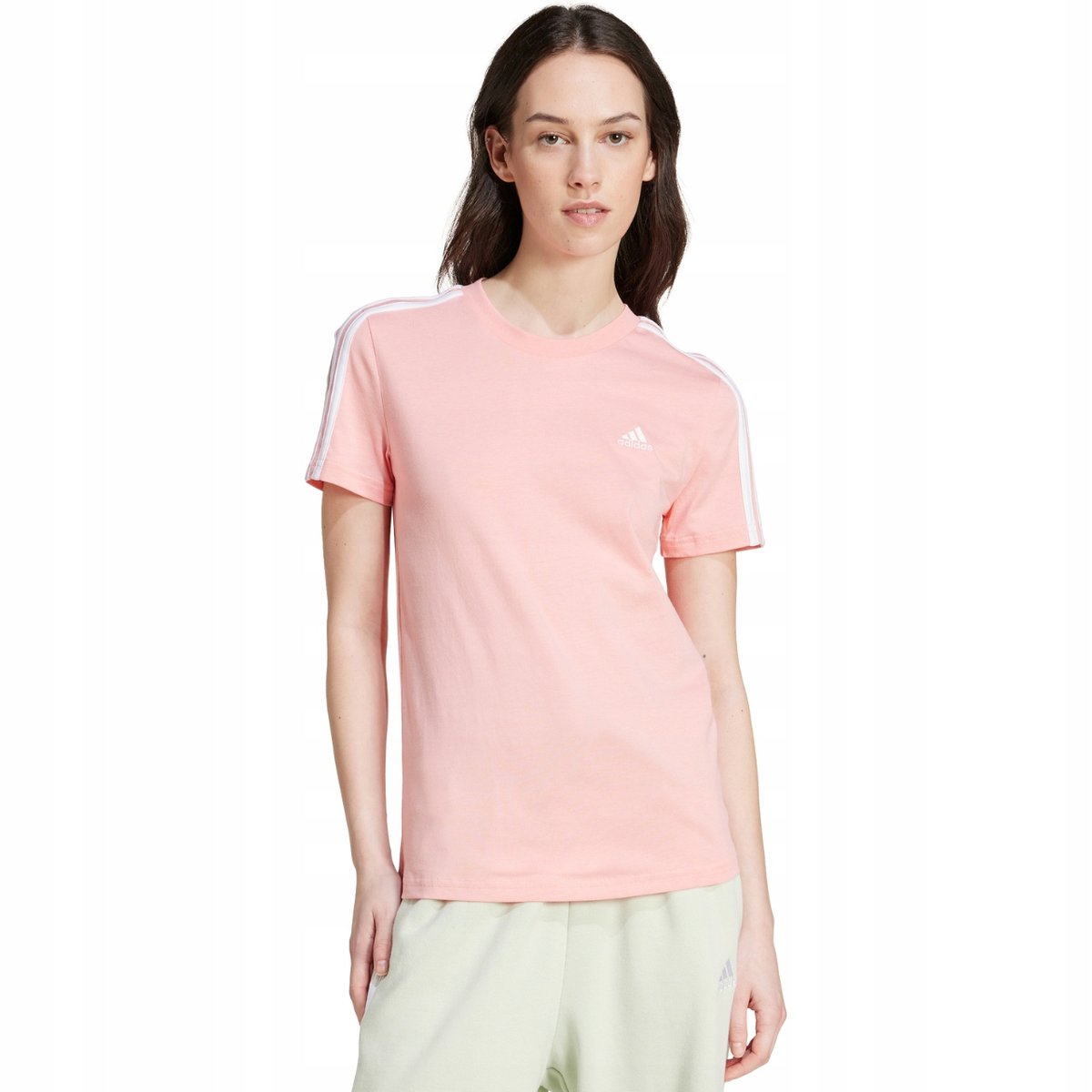 Koszulka damska adidas Essentials Slim 3-Stripes Tee różowa IY4200 S