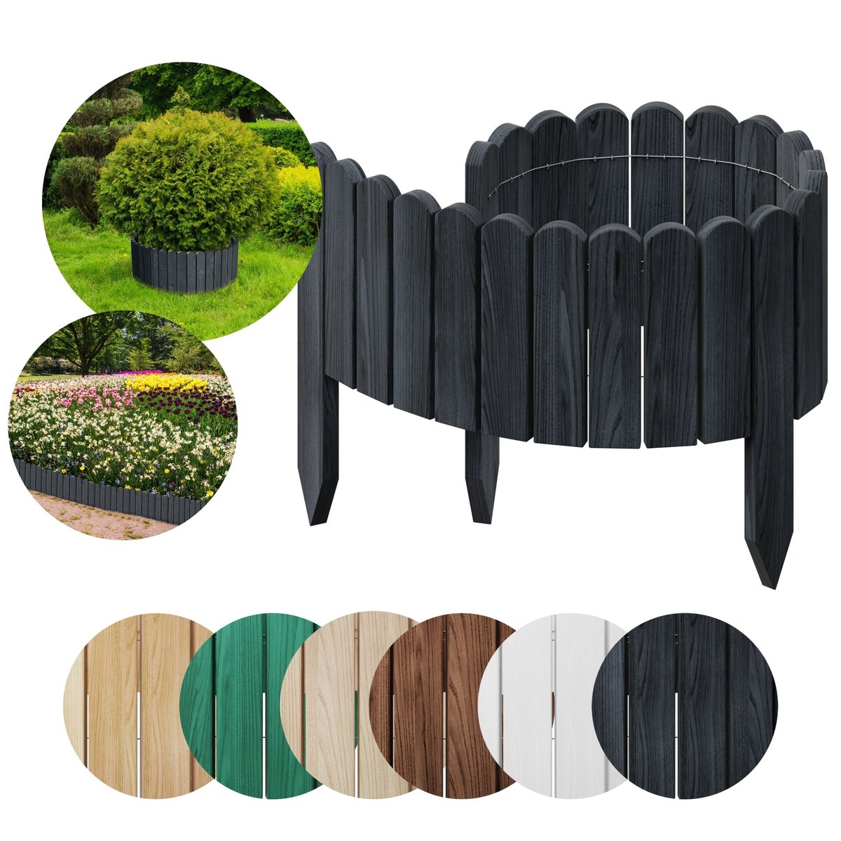 Płotek Ogrodowy Palisada Rollborder Obrzeże Floranica -100 X 30 Cm Antracytowy