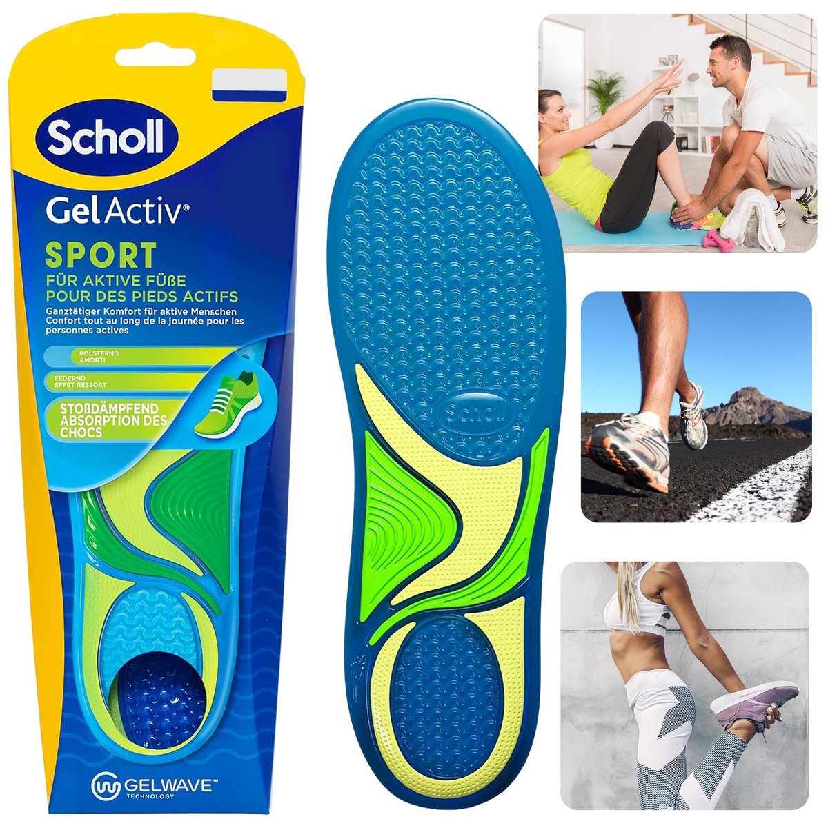SCHOLL GelActiv Sport Żelowe wkładki do obuwia sportowego, amortyzujące 40-46,5
