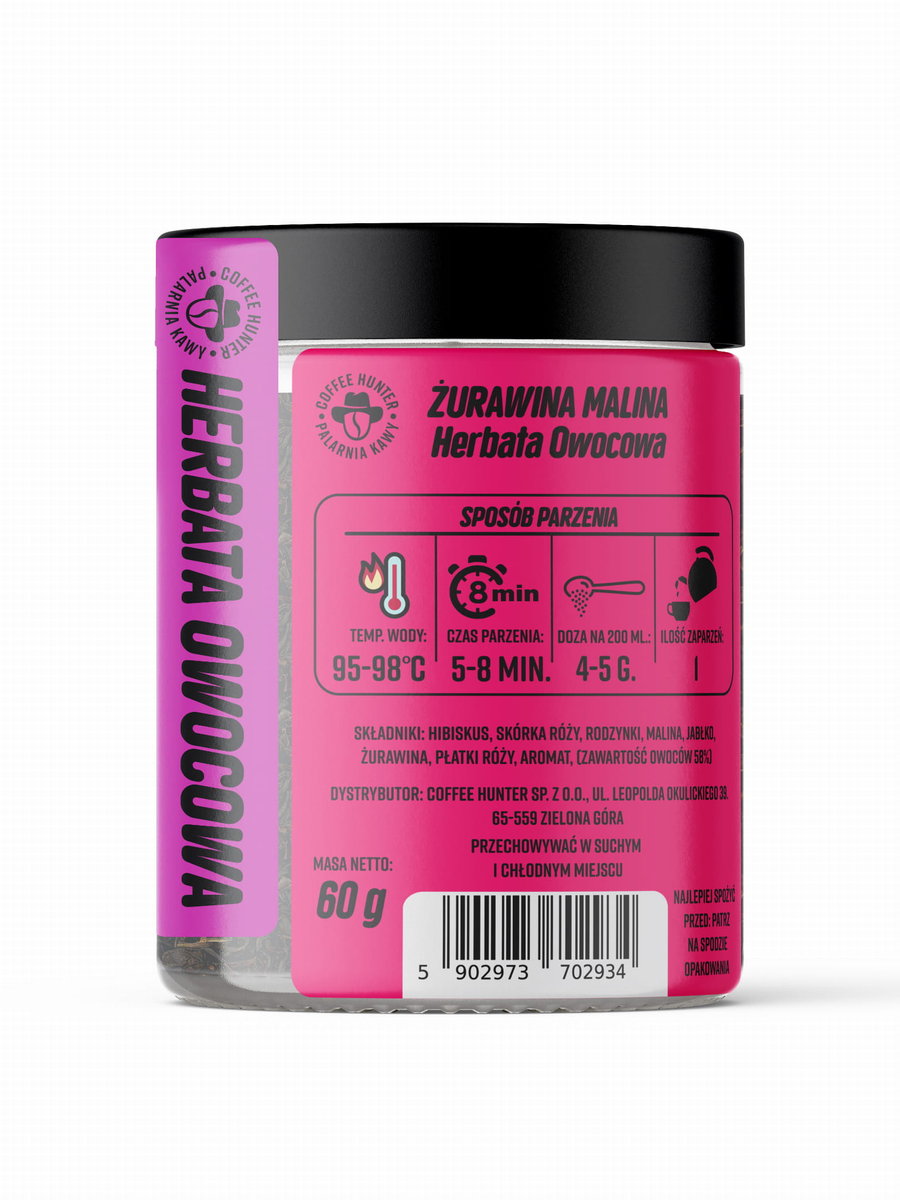HERBATA OWOCOWA ŻURAWINA MALINA 60 g