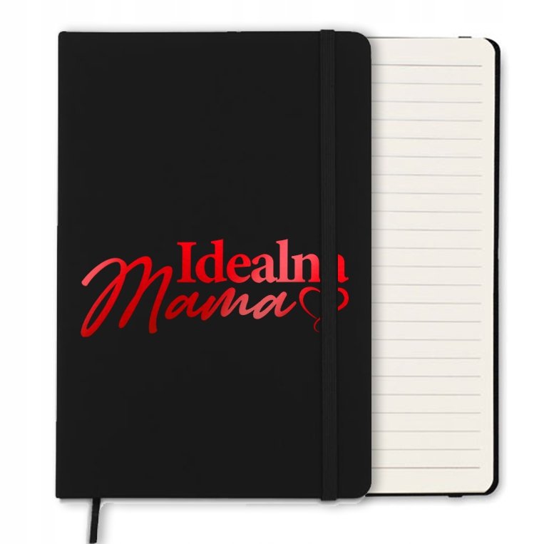 NOTES CZARNY Z GUMKĄ A5 LINIE NA PREZENT DLA IDEALNEJ MAMA RED WIELE WZORÓW