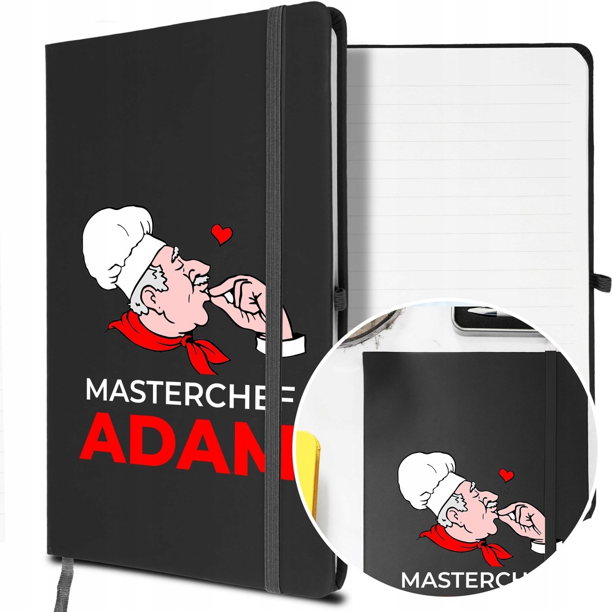 NOTES A5 z Gumką Prezent dla KUCHARZA Twoje IMIĘ