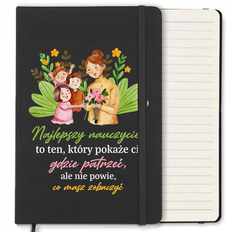 NOTES W LINIE Z GUMKĄ A5 DZIEŃ NAUCZYCIELA WZORY