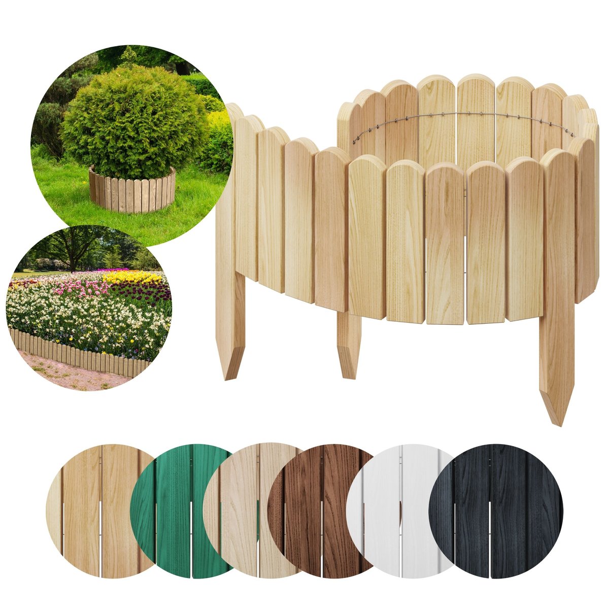 PŁOTEK OGRODOWY Palisada Rollborder Obrzeże Floranica 100 x 20 cm Naturalny